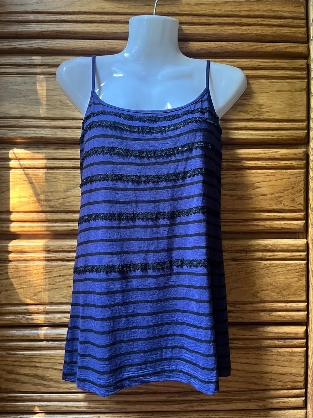 Loft • Striped Lace Cami Tank Top • Size Medium M